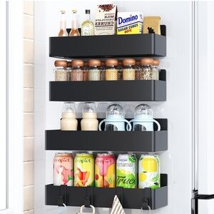 Black Magnetic Wall-Mounted Kitchen Spice Rack set of 3